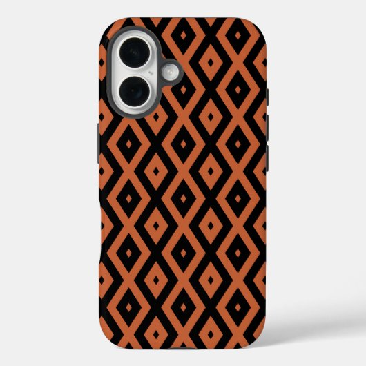Coques Case-Mate iPhone Motif diamant orange et noir (Verso)