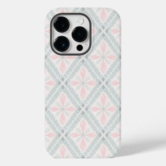 Coques Case-Mate iPhone Motif diamant pastel vert et rose (Verso)