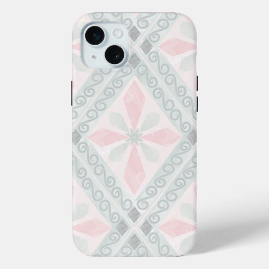 Coques Case-Mate iPhone Motif diamant pastel vert et rose (Verso)