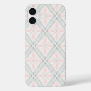 Coques iPhone 16 Plus Motif diamant pastel vert et rose