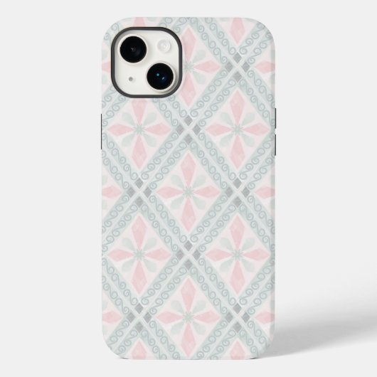 Coques Case-Mate iPhone Motif diamant pastel vert et rose (Verso)