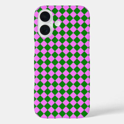 Coques Case-Mate iPhone Motif diamant Pink Green Checker (Verso)
