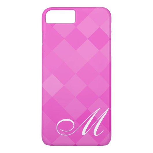 Coques Case-Mate iPhone Motif diamant rose et monogramme (Dos)