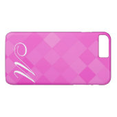 Coques Case-Mate iPhone Motif diamant rose et monogramme (Dos (Horizontal))