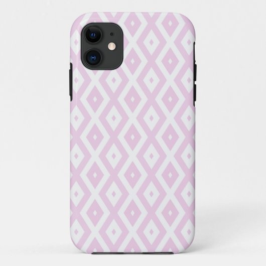 Coques Case-Mate iPhone Motif diamant rose pâle et blanc (Dos)