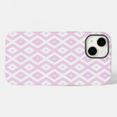 Coques Case-Mate iPhone Motif diamant rose pâle et blanc (Verso (horizontal))