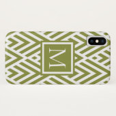 Coques Case-Mate iPhone Motif diamant tendance Monogramme vert olive (Dos (Horizontal))