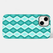Coques Case-Mate iPhone Motif diamant turquoise (Verso (horizontal))