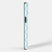 Coques Case-Mate iPhone Motif diamant turquoise et blanc (Verso / Droite)