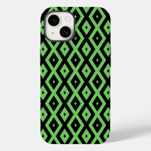 Coque Pour iPhone 14 Motif diamant vert citron et noir 