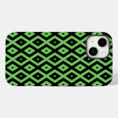 Coques Case-Mate iPhone Motif diamant vert citron et noir  (Verso (horizontal))