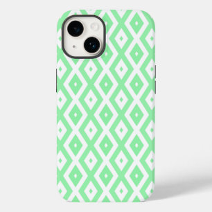 Coque Pour iPhone 14 Motif diamant vert et blanc