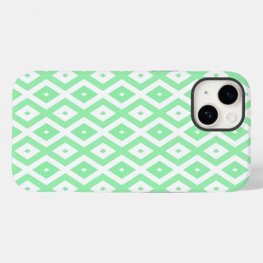 Coques Case-Mate iPhone Motif diamant vert et blanc (Verso (horizontal))
