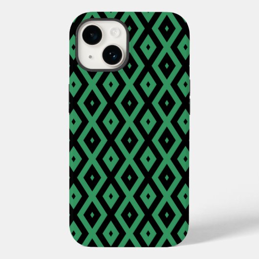 Coques Case-Mate iPhone Motif diamant vert et noir (Verso)