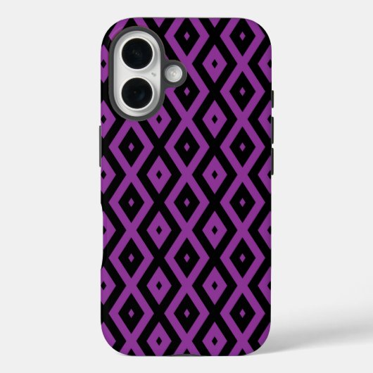 Coques Case-Mate iPhone Motif diamant violet et noir (Verso)