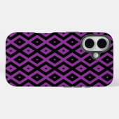 Coques Case-Mate iPhone Motif diamant violet et noir (Verso (horizontal))
