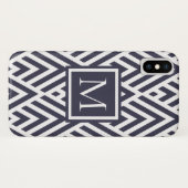Coques Case-Mate iPhone Motif Diamond de flèche Monogram bleu marine tenda (Dos (Horizontal))
