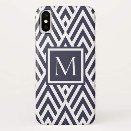 Coques Case-Mate iPhone Motif Diamond de flèche Monogram bleu marine tenda (Dos)