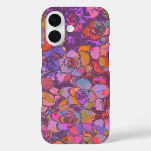 Coques iPhone 16 Motif d'illustration de fleurs botaniques en viole