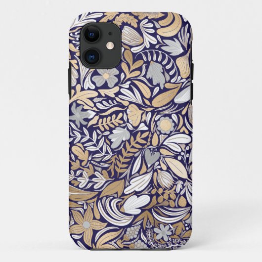 Coques Case-Mate iPhone Motif d'illustration de la feuille florale blanche (Dos)