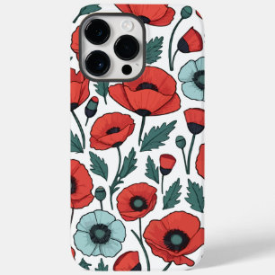 Coque Pour Pour iPhone 14 Pro Max Motif d'illustration des fleurs de coquelicots rou