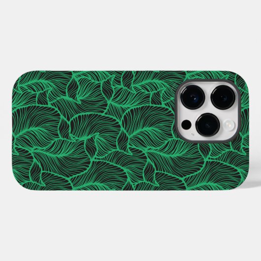 Coques Case-Mate iPhone motif d'illustration feuille verte (Verso (horizontal))