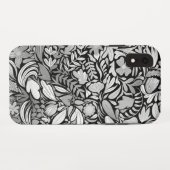 Coques Case-Mate iPhone Motif d'illustration Feuilles floraux noirs argent (Dos (Horizontal))