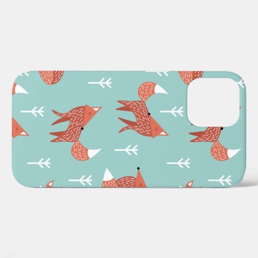 Coques Case-Mate iPhone Motif d'illustration sans couture avec renard oran (Verso (horizontal))