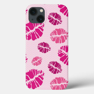 Etui iPhone 13 Motif d'impression de forme de baiser de rouge à