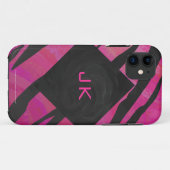 Coques Case-Mate iPhone Motif d'impression monogramme rose et noir (Dos (Horizontal))