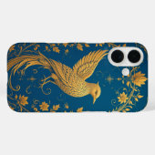 Coques Case-Mate iPhone Motif d'oiseau doré complexe avec motifs floraux (Verso (horizontal))