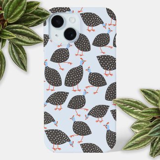 Coque Pour iPhone 15 Motif d'oiseaux de Guinée Fowl