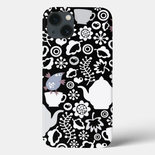 Coques Case-Mate iPhone Motif d'oiseaux et de tasses (Verso)