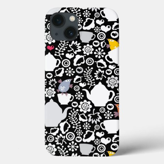Coques Case-Mate iPhone Motif d'oiseaux et de tasses (Verso)