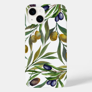 Coque Pour iPhone 14 Motif d'olive de style français campagne vert saug