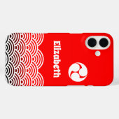 Coques Case-Mate iPhone Motif d'onde classique rouge japonais avec votre n (Verso (horizontal))