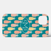 Coques Case-Mate iPhone Motif Doodle ananas | Monogramme (Verso (horizontal))