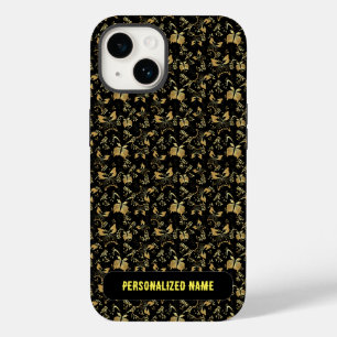 Coque Pour iPhone 14 Motif doré 15 bwx4. noir BG