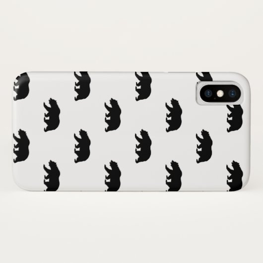 Coques Case-Mate iPhone Motif d'ours grizzli blanc et noir (Dos (Horizontal))