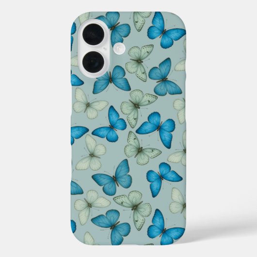 Coques Case-Mate iPhone Motif du jardin des papillons bleus (Verso)