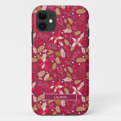 Coques Case-Mate iPhone Motif du nom folklorique moderne rose foncé (Dos)