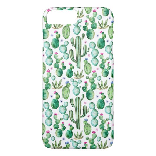 Coques Case-Mate iPhone Motif d'usines de cactus d'aquarelle (Dos)