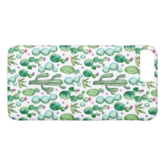 Coques Case-Mate iPhone Motif d'usines de cactus d'aquarelle (Dos (Horizontal))