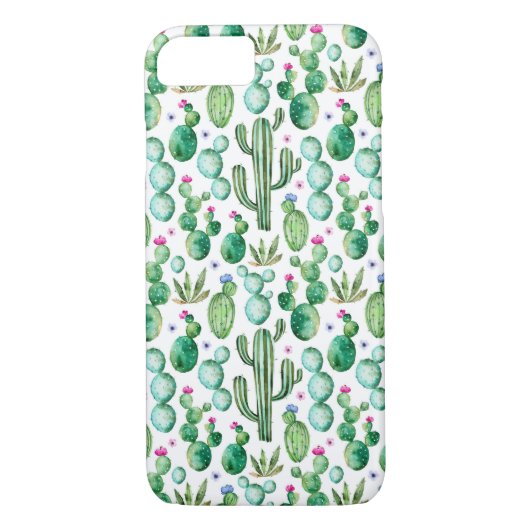 Coques Case-Mate iPhone Motif d'usines de cactus d'aquarelle (Dos)