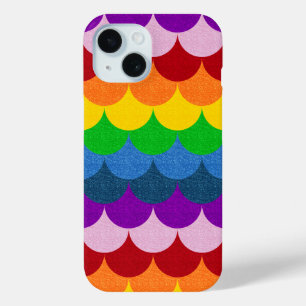 Coque Pour iPhone 15 Motif Écailles de Sirène Pailletées Arc-en-Ciel