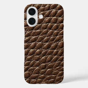Coques iPhone 16 Motif effet cuir marron foncé