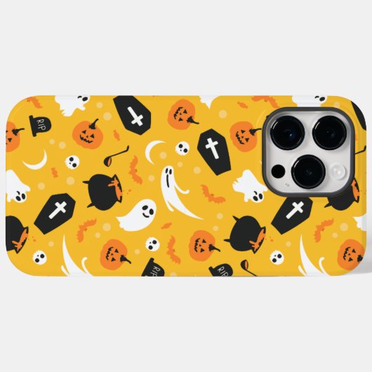 Coques Case-Mate iPhone Motif Éffrayant jaune et noir (Verso (horizontal))