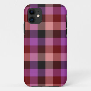 Case-Mate iPhone Case Motif élégant à carreaux rouge cramoisi et prune s