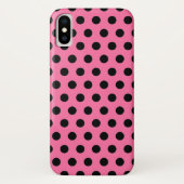 Coques Case-Mate iPhone Motif élégant à points Polka noirs sur rose (Dos)