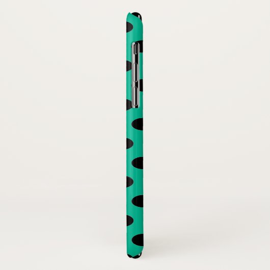 Coques Case-Mate iPhone Motif élégant à points Polka noirs sur vert (Dos/Gauche)